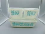 Click here to enlarge image and see more about item 19741: Pyrex Butterprint Refrigerator Dishes 4 Dishes w/Covers MINT