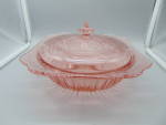 Click to view larger image of Jeannette Adam Pink Depression Glass Covered Serving Bowl (Image1)
