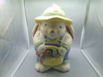 Click here to enlarge image and see more about item 20291: Treasure Craft Rabbit in the Tulip Patch Cookie Jar