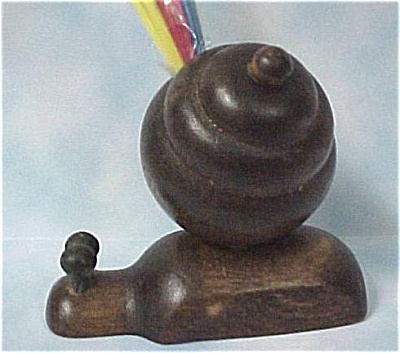 1970s Wood Snail Toothpick Holder (Image1)