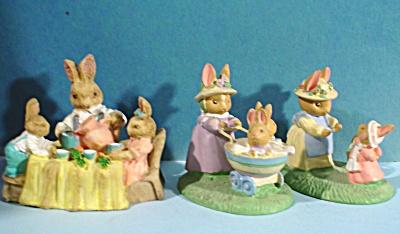 Three Bunny Rabbit Figurines