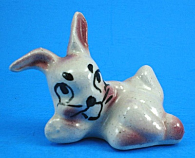 Miniature Pottery Lying Rabbit
