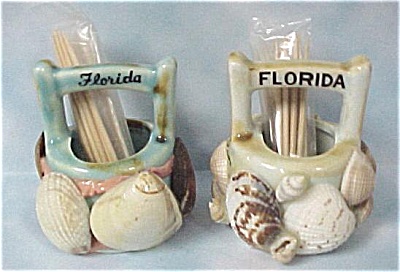 Florida Shell Decorated Toothpick Holder Pair (Image1)