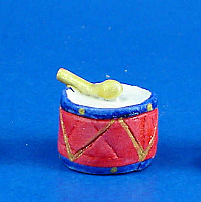 Dollhouse Miniature Hand Painted Ceramic Drum (Image1)
