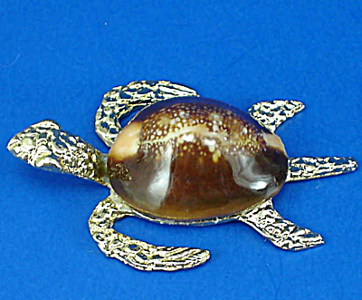 Miniature Metal and Shell Sea Turtle (Image1)
