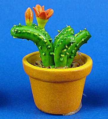 Dollhouse Miniature Cactus In Clay Pot