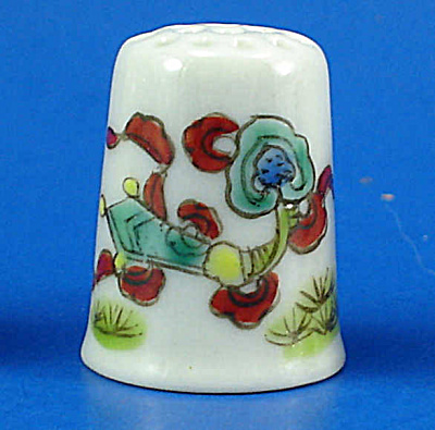 Hand Painted Porcelain Thimble - Floral (Image1)