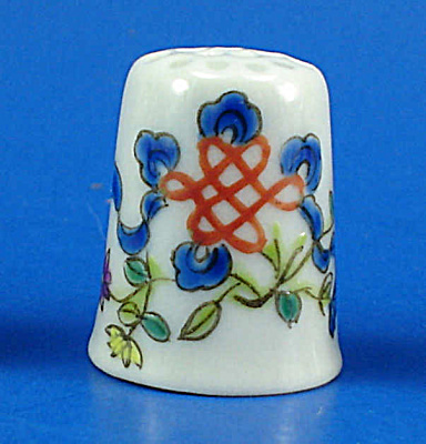 Hand Painted Porcelain Thimble - Oriental Symbols (Image1)