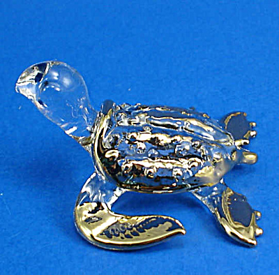 Blown Glass with Gold Trim Miniature Sea Turtle (Image1)