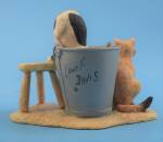 Click to view larger image of Boarder Fine Arts 2 Cats w/bucket (Image2)
