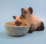 Click here to enlarge image and see more about item a07165: Siamese Kit Pair w/milk bowl