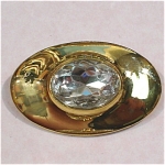 Unmarked Goldtone with Large Rhinestone Pin