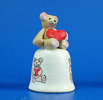Hand Painted Ceramic Thimble - Bear with Heart