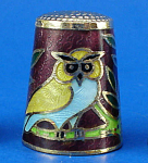 Klima Enameled Metal Thimble - Owl