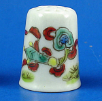 Hand Painted Porcelain Thimble - Floral