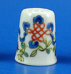 Hand Painted Porcelain Thimble - Oriental Symbols