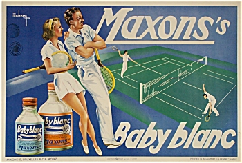 Vintage tennis poster 1940 MAXONS BABY BLANC (Image1)