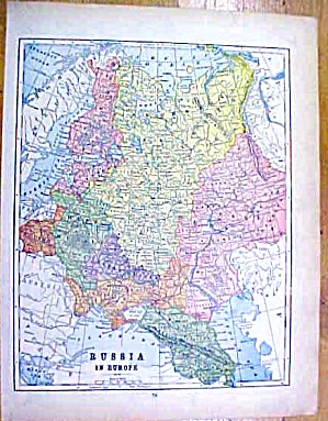 Antique Map Asia/russia 1902 Crowell