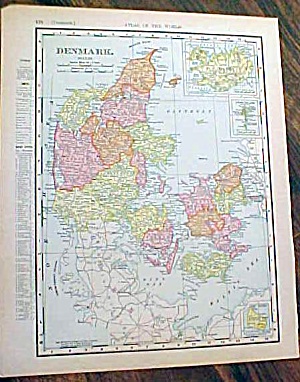 Antique Map Denmark & Sweden, Norway 1907
