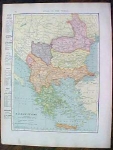 1904 Map Balkan States And Switzerland Antique
