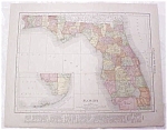 Click to view larger image of Antique Map Florida Alabama 1917 Rand McNally (Image1)