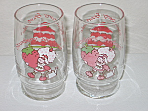 Vintage Strawberry Shortcake 1980 2 Juice Glasses 6oz