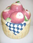 Click to view larger image of Susan Winget Apples In A Basket Cookie Jar (Image1)