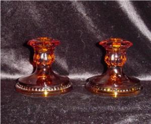Amber Sandwich Glass Candle Holders (Image1)