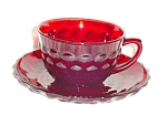 Anchor Hocking  Bubble Ruby Cup and Saucer
