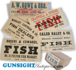 mid 19th century FISH DEALER TRADE CARDS