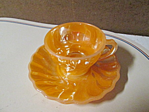 Peach Lusterware Shell Demitasse Cup/Saucer Set (Image1)