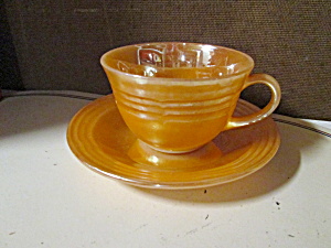 Fire King Peach Lusterware Cup & Saucer Set (Image1)