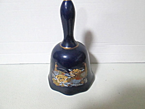 Vintage Porcelain Cobalt Blue Peacock Design Bell (Image1)