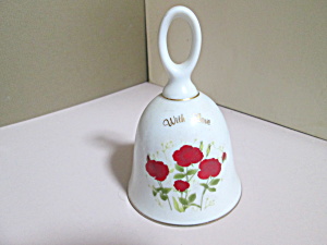 Vintage Porcelain Red Floral With Love Bell
