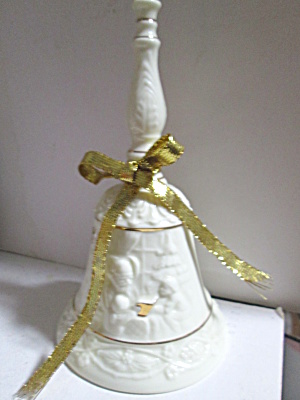 Holiday Ivory Embossed Porcelain Bell
