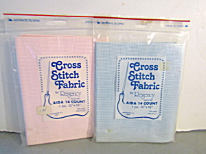 Vintage Regency Cross Stitch Fabric Pink/Blue (Image1)