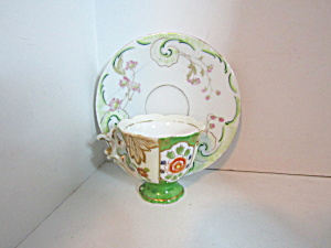 Vintage Green Floral  Demitasse Cup & Saucer Set (Image1)