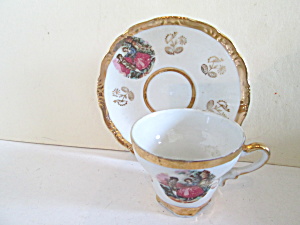 Vintage Colonial Courting Couple Small Cup & Saucer Set (Image1)
