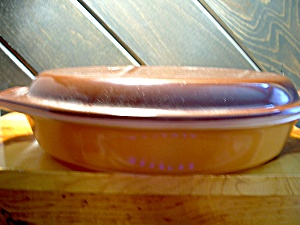 Vintage Pyrex Town&countrygold/brown Divided Casserole