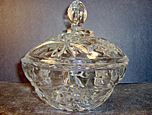 Anchor Hocking  Crystal Pressed Cut Glass Coverd Bowl (Image1)