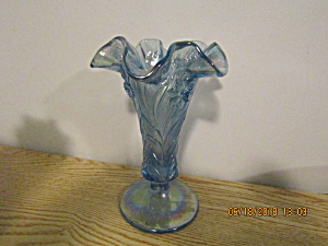  Fenton Light Blue Ruffled Edge Daffodil Vase (Image1)