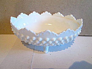 Vintage Hobnail Oval Candy Milk Glass Dish (Image1)