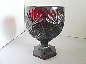 Vintage Ruby Glass Starburst Candy Dish Compote (Image1)