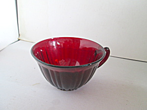 Vintage Anchor Hocking Ruby Red Ribbed Coffee Cup (Image1)