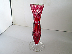 Vintage Ruby Red Cut To Clear Bud Vase (Image1)