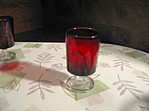 Luminarc Ruby Red/clear Stemmed Bottom Cordial Glasss