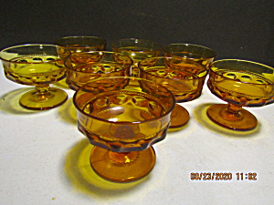 Indiana/colony Crown Color Amber Thumbprint Sherbets