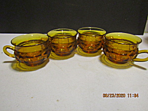 Indiana/colony Crown Color Amber Thumbprint Cups
