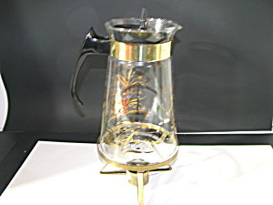 Vintage Pyrex Golden Leaf Carafe 8 Cup with Burner (Image1)