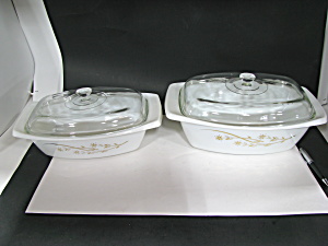 Pyrex 2 Golden Honeysuckle Casserole Dishes (Image1)
